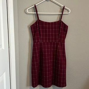 Maroon and White Mini Dress